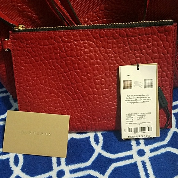 Burberry tote red in like new condition - Picture 2 of 7